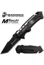 Master Cutlery MTECH USA U.S. Marines by MTech USA USA M-1002TS Folding Knife, Black Handle with Medallion, 4.75-Inch Closed Length