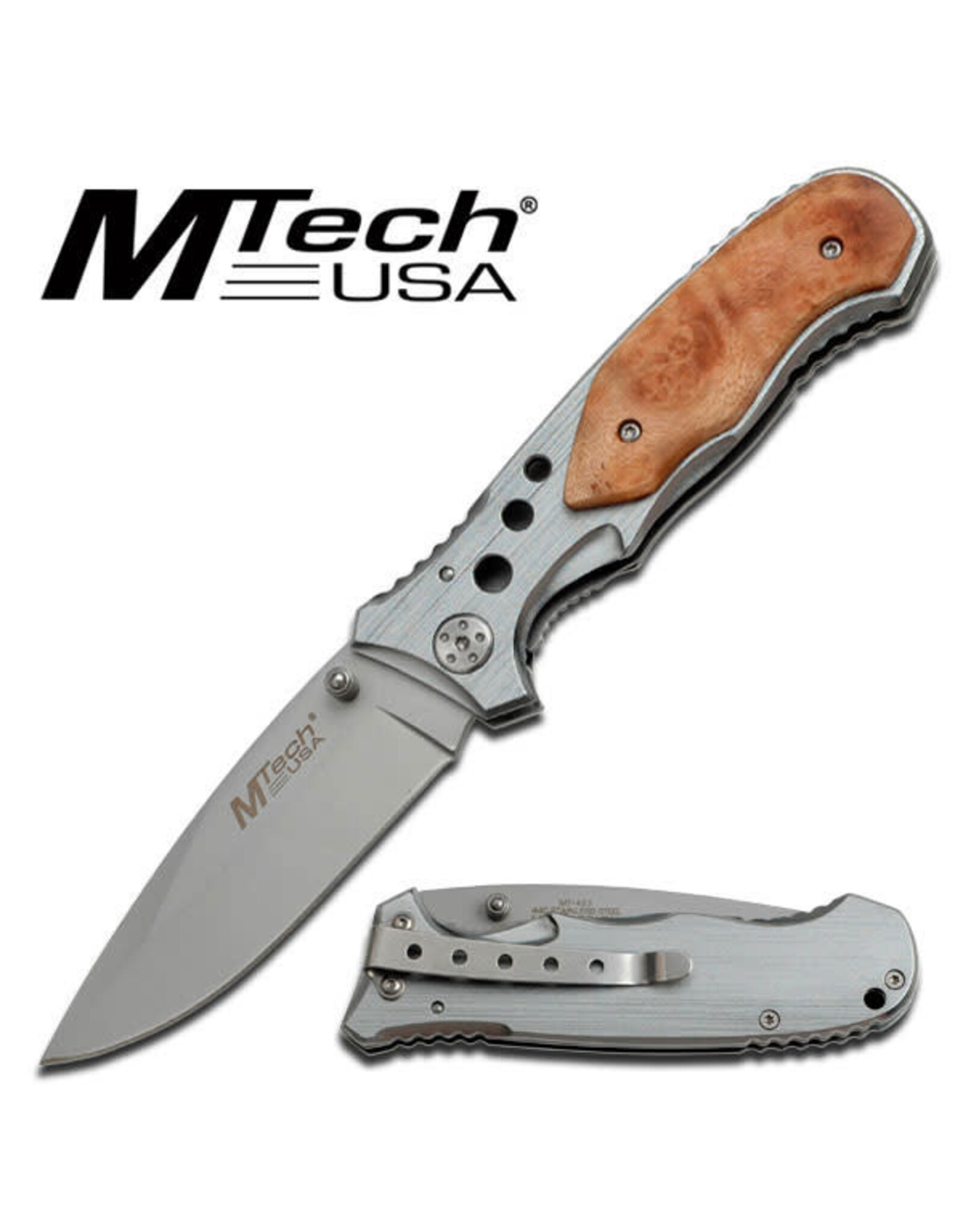 MTech Usa MTech USA Folding Knife Steel with wood handle
