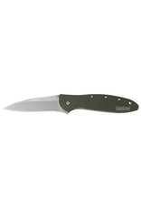 kershaw Kershaw 1660OL Leek Folding Knife, 3" Drop Point Blade, Olive Drab