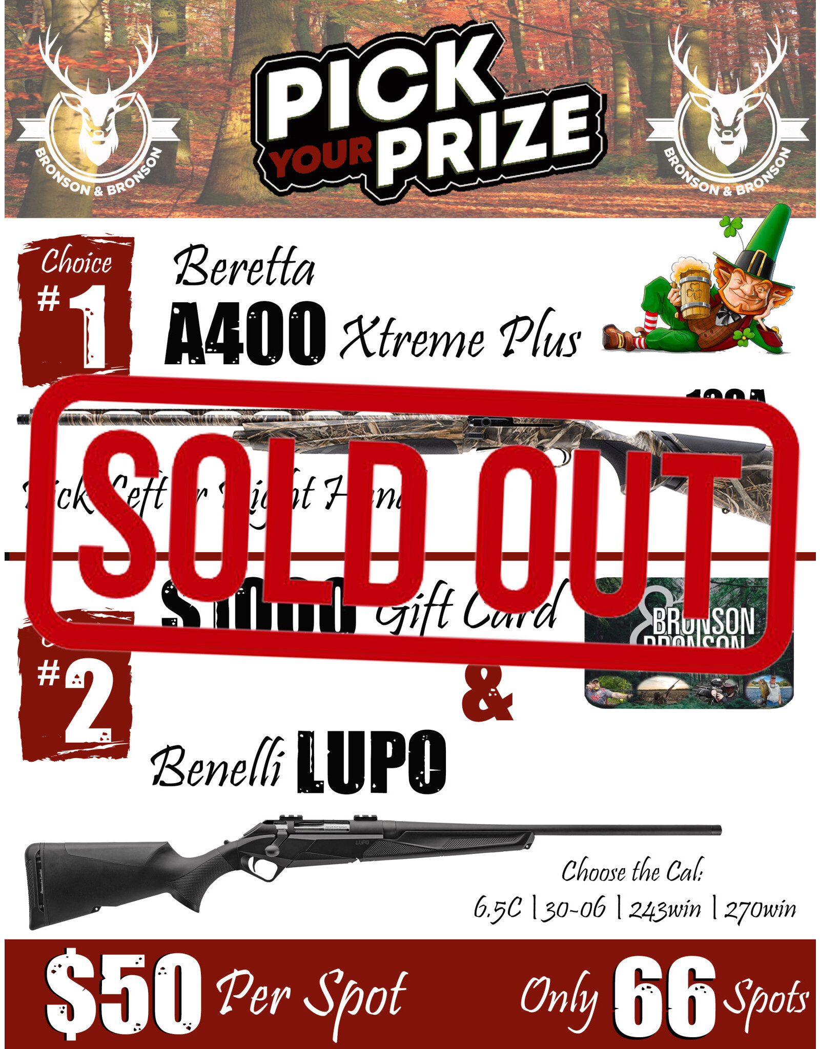 DRAW #1308 - Pick Your Prize - Beretta OR Benelli & Gift Card