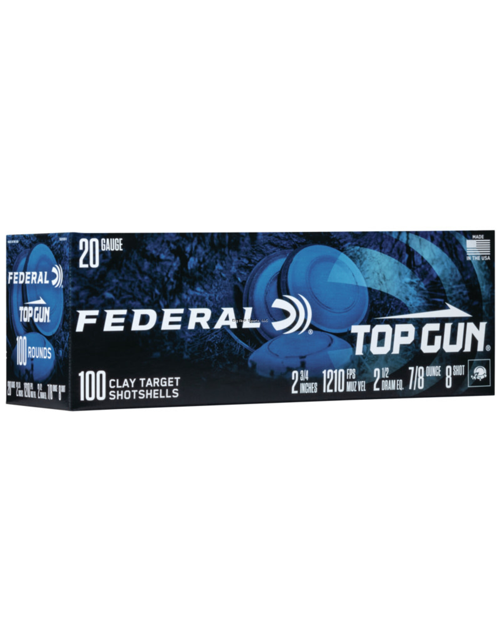 Federal Federal TG20100 8 Top Gun Shotshell, 20 Ga, 23/4", 7/8oz, 2.5 Dram, #8, 100 Count