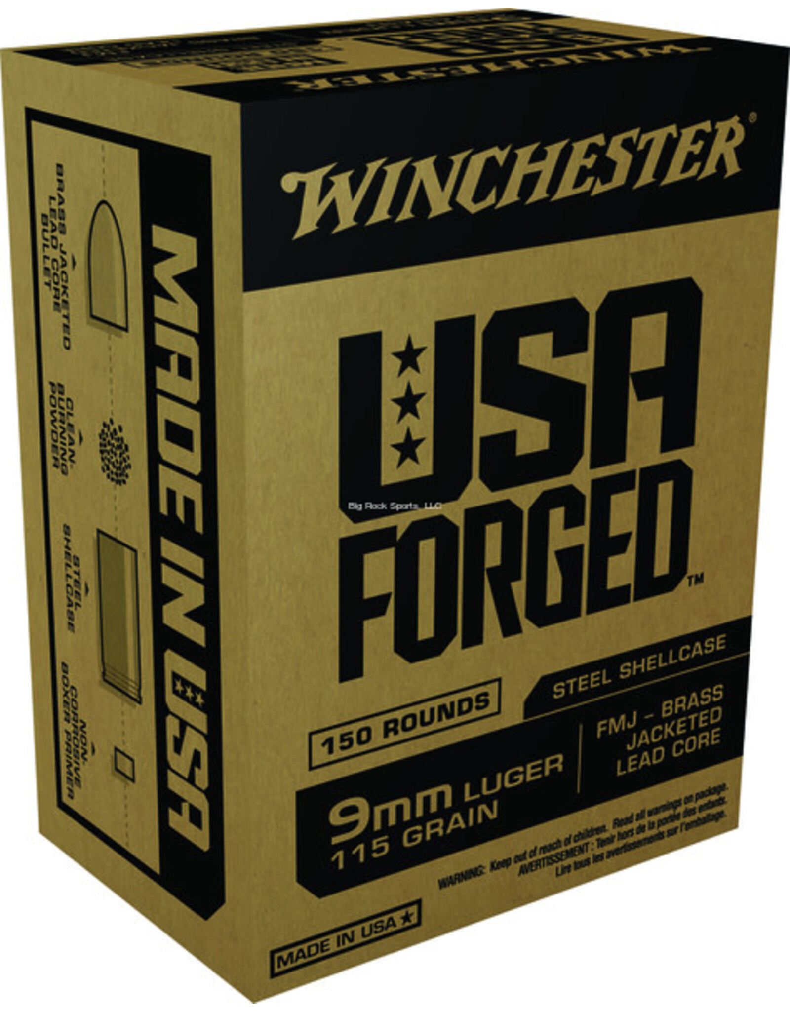 Winchester Winchester WIN9S USA Forged Pistol Ammo 9MM, FMJ, 115 Gr, 1190 fps, 150 Rds Bx