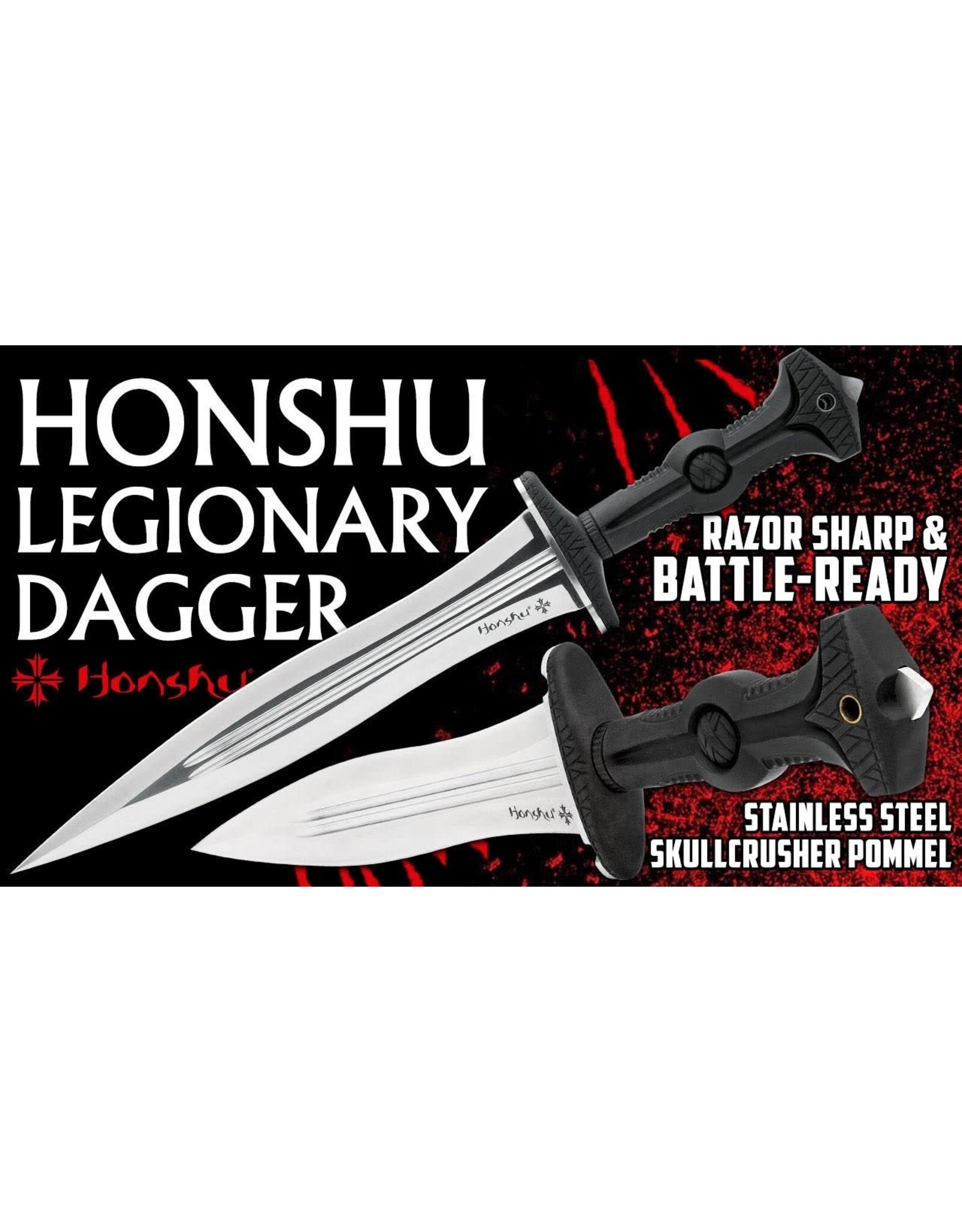 Honshu Honshu Legionary Dagger - 7Cr13 SS Blade, TPR Handle, Steel Guard - Length 19 5/8"