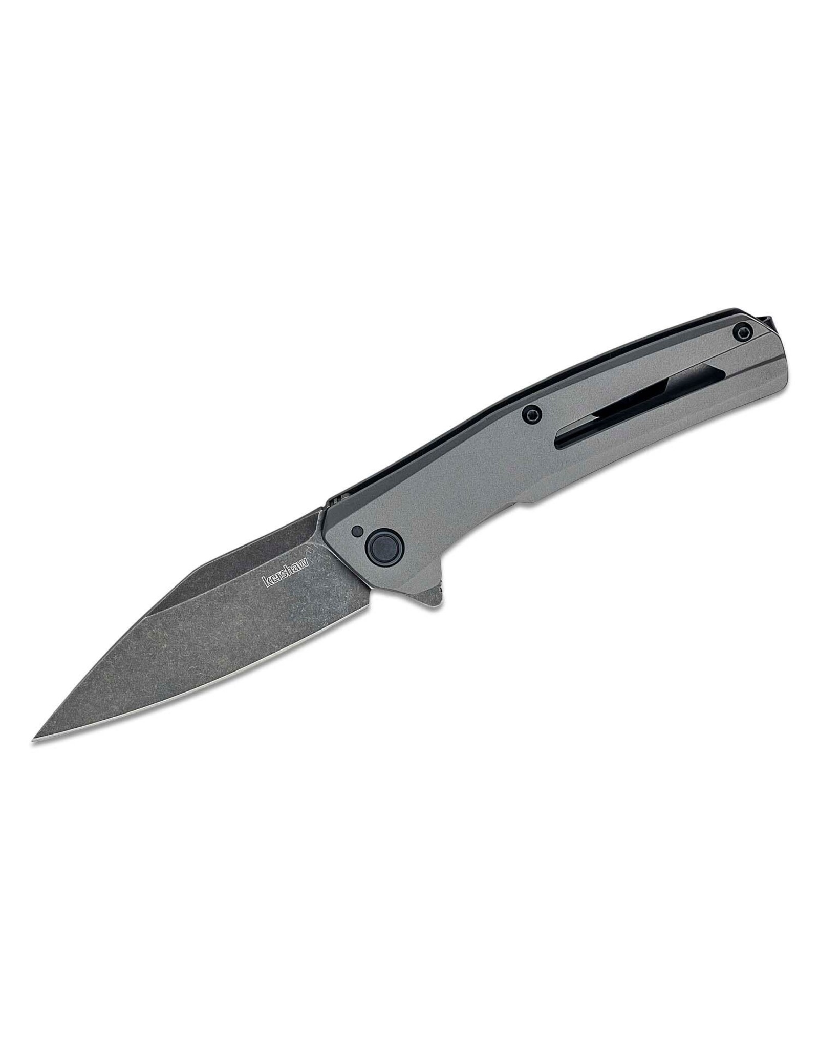 kershaw Kershaw 1404 Flyby Assisted Flipper Knife 3" D2 BlackWashed Modified Wharncliffe Blade, Gray PVD Stainless Steel Handles, Frame Lock