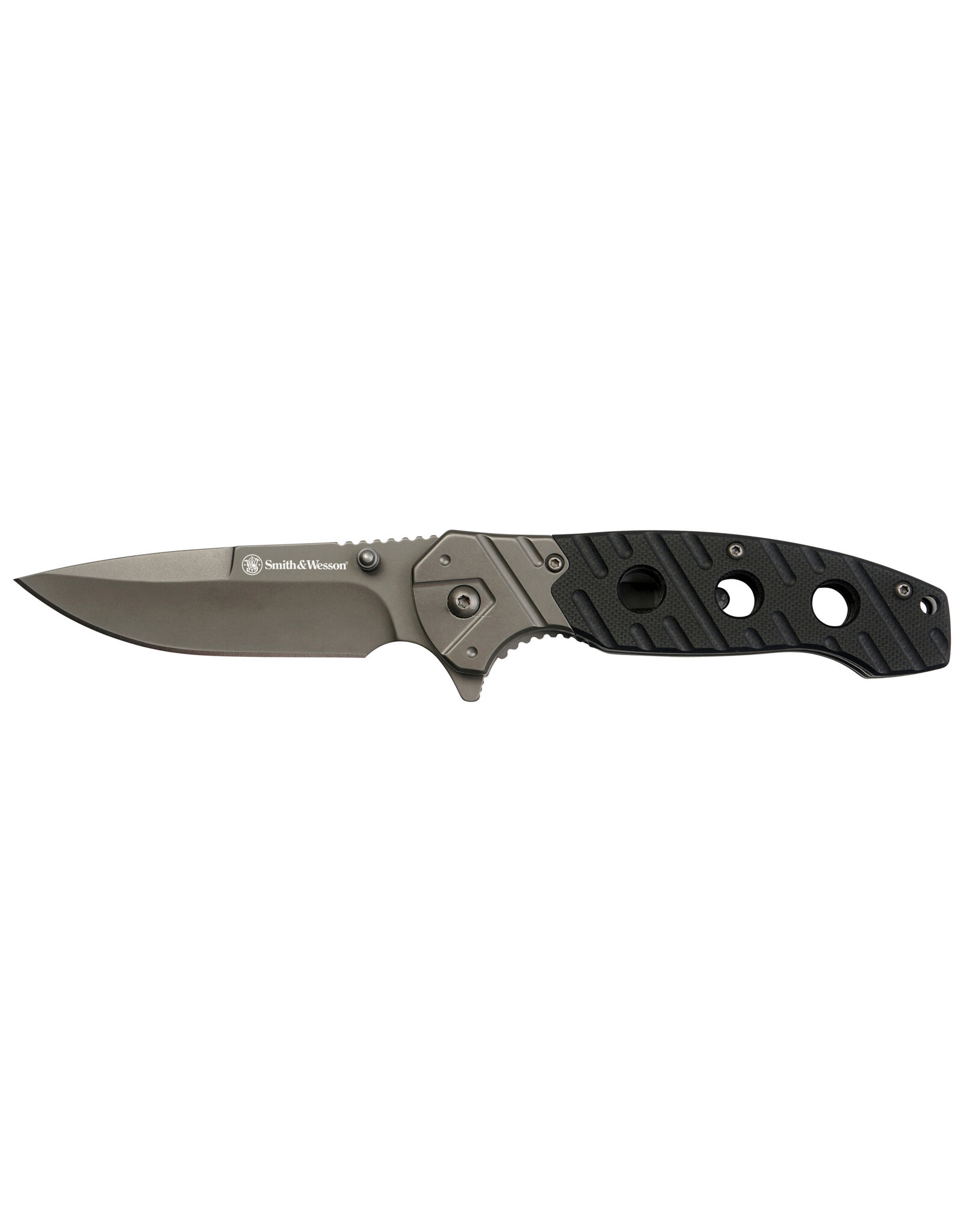 Smith & Wesson Smith & Wesson Folding Knife 3.19" Ti-Nitride Coated Drop Point, Black G10 Handles w/ Steel Bolsters, Liner Lock - 1100062