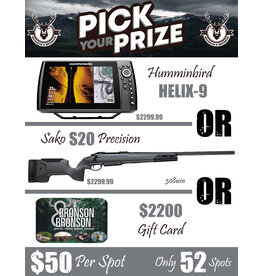 DRAW #1364 - Pick Your Prize - Humminbird, Sako OR Gift Card