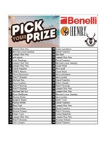 Draw #1357 - Pick Your Prize! Benelli Lupo, Henry Lever or $1700 Gift Card