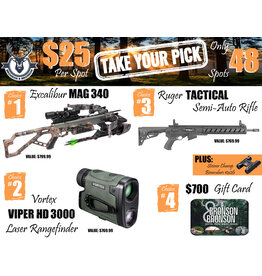 DRAW #1367 - Take Your Pick - Excalibur, Vortex, Ruger OR Gift Card
