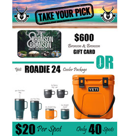 DRAW #1373 - Take Your Pick - Yeti Roadie King Crab Orange Pkg. OR Gift Card