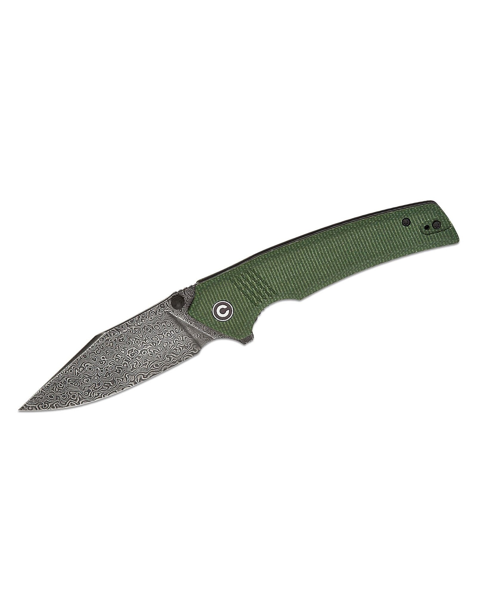 Civivi CIVIVI Knives Tranquil Liner Lock Flipper Knife 3.7" Damascus Clip Point Blade, Green Canvas Micarta Handles - C23027-DS1