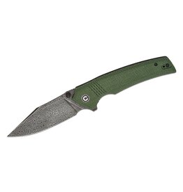 Civivi CIVIVI Knives Tranquil Liner Lock Flipper Knife 3.7" Damascus Clip Point Blade, Green Canvas Micarta Handles - C23027-DS1