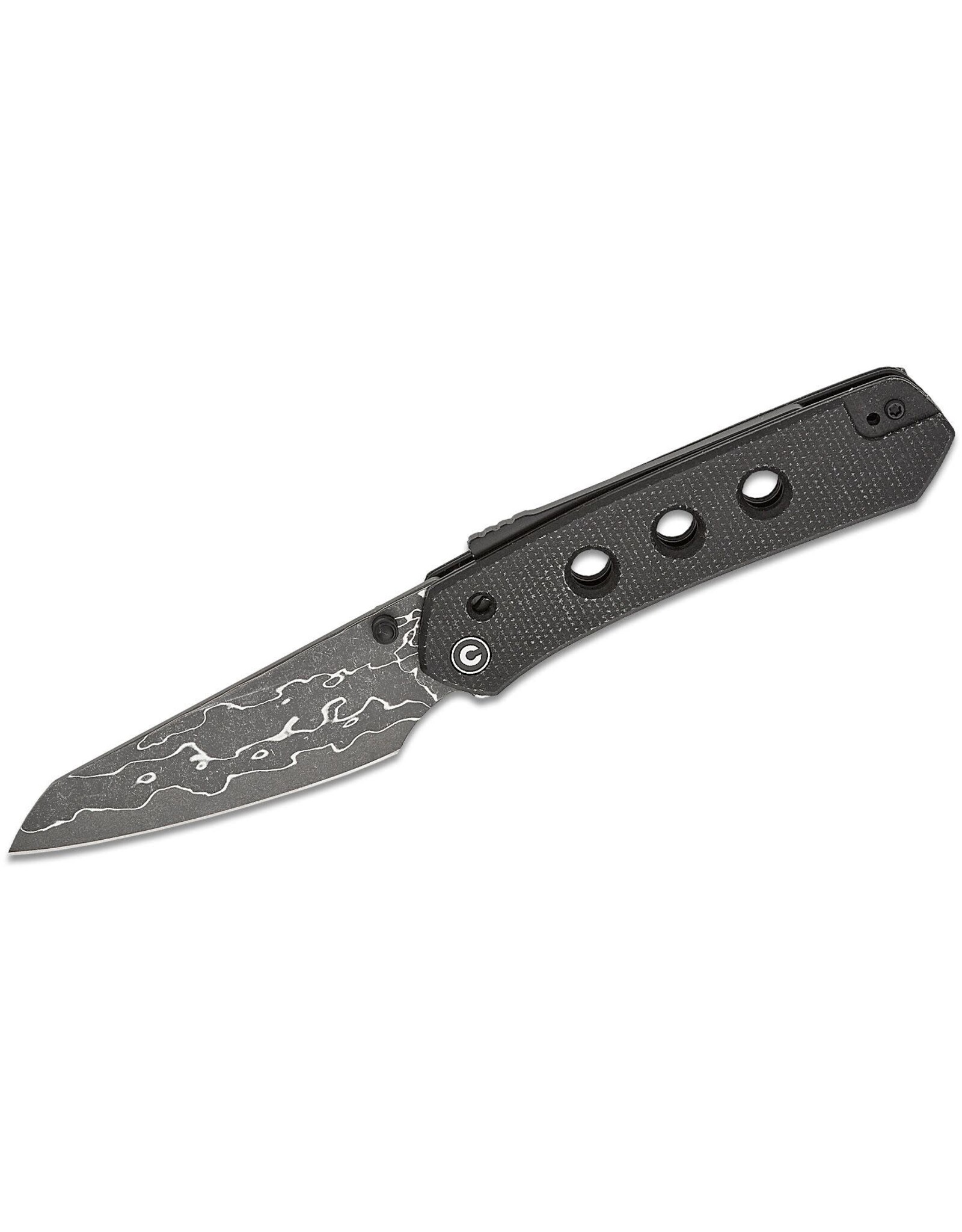 Civivi CIVIVI Knives Snecx Vision FG Superlock Folding Knife 3.54" Damascus Reverse Tanto Blade, Black Canvas Micarta Handles - C22036-DS2