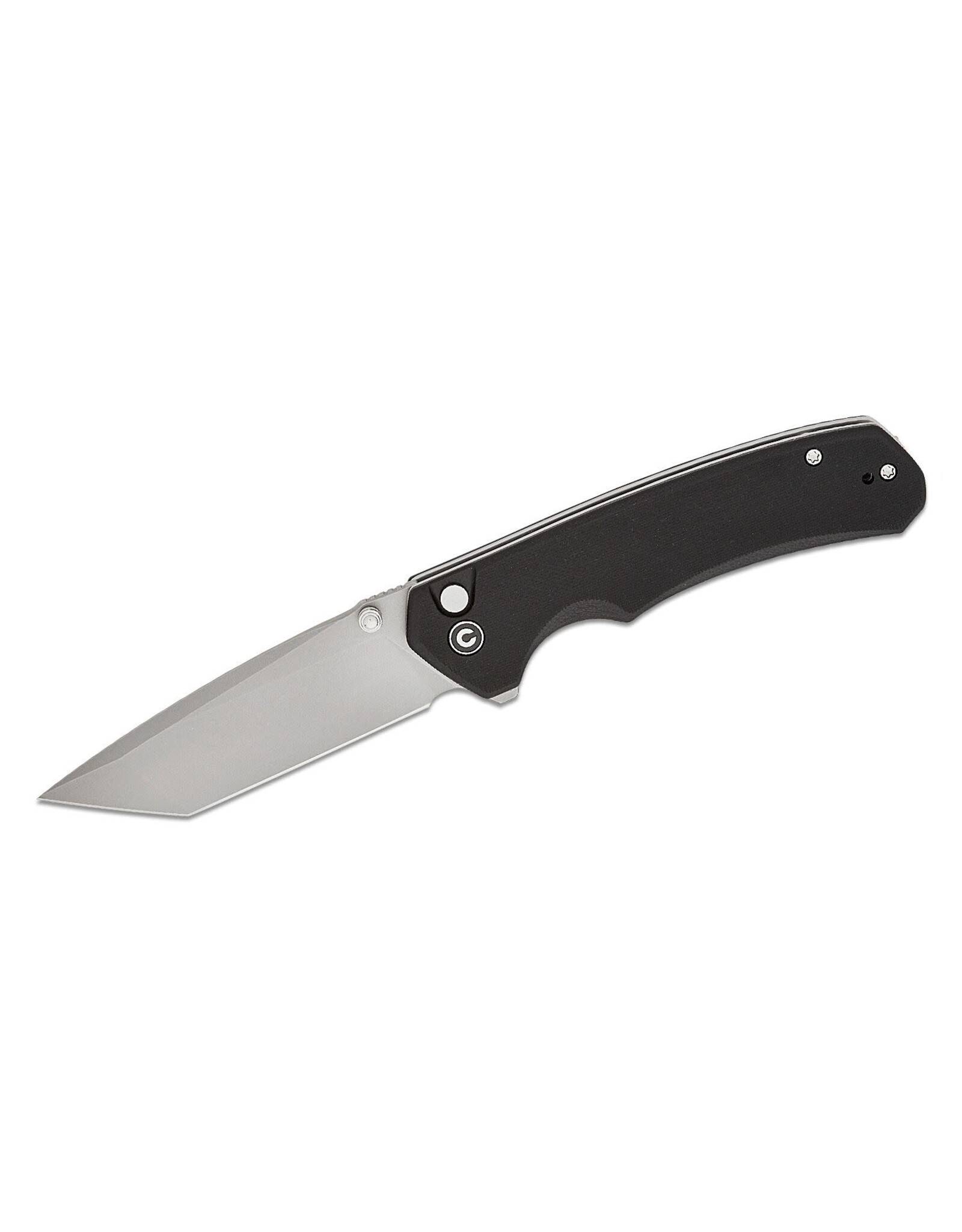 Civivi CIVIVI Knives Button Lock Brazen Flipper Knife 3.46" 14C28N Stonewashed Tanto Blade, Black G10 Handles - C19059C-1