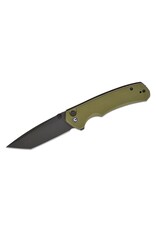 Civivi CIVIVI Knives Button Lock Brazen Flipper Knife 3.46" 14C28N Black Tanto Blade, OD Green G10 Handles - C19059C-2