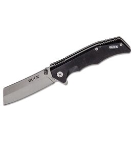 Buck Knives Buck 252 Trunk Flipper Knife 2.875" Cleaver Plain Blade, Black G10 Handles (0252BKS) - 13090