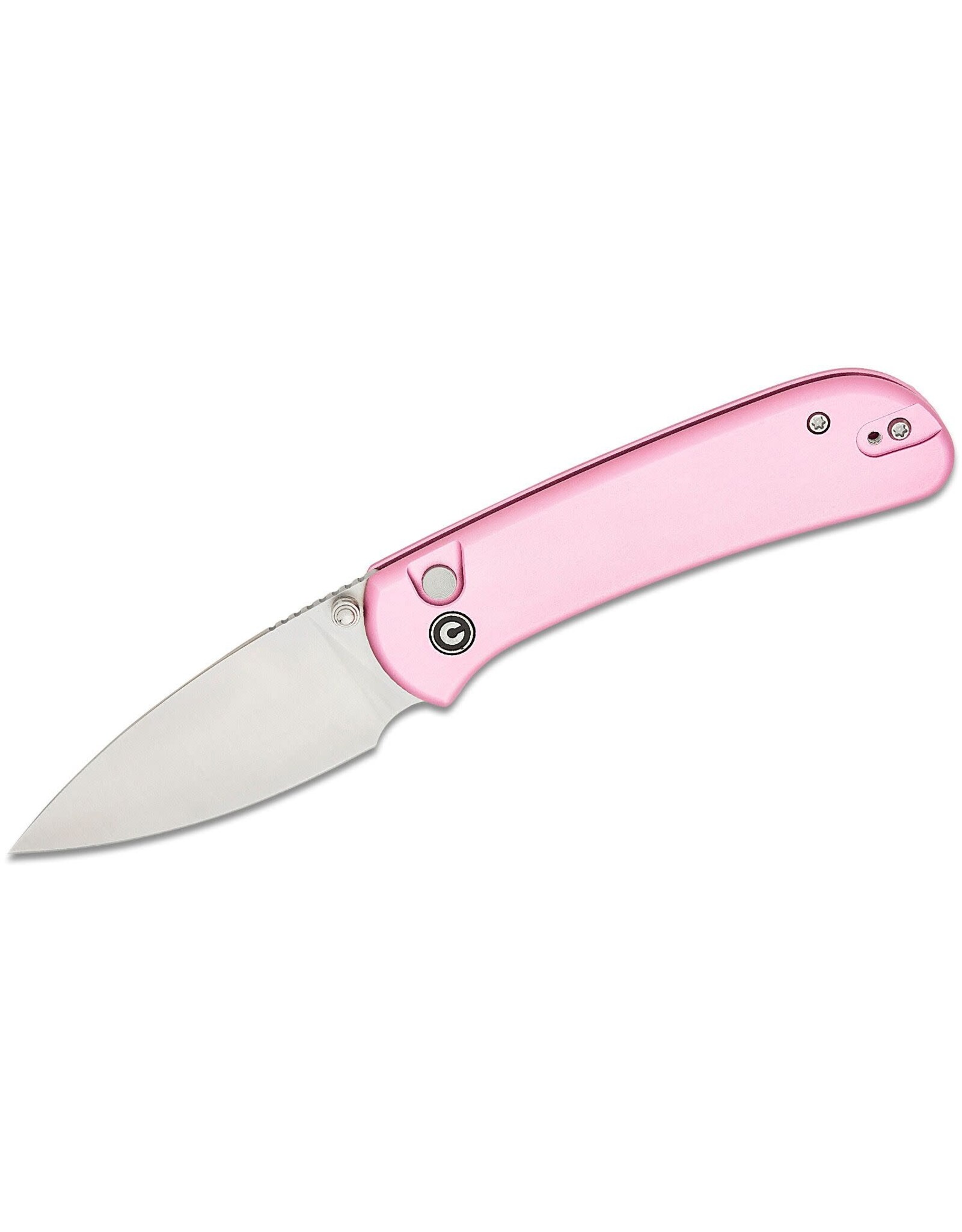 Civivi CIVIVI Knives Qubit Folding Knife 2.98" 14C28N Satin Drop Point Blade, Pink Aluminum Handles, Button Lock - C22030E-5