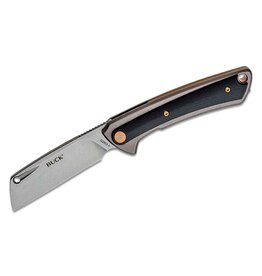 Buck Knives Buck 263 HiLine Ball Bearing Flipper Knife 3.25" D2 Stonewashed Cleaver-Style Blade, Anodized Aluminum Handles with Black G10 Onlay - 0263GYS