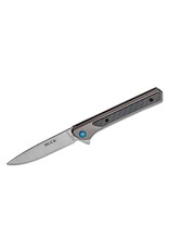 Buck Knives Buck 264 Cavalier Ball Bearing Flipper Knife 3.6" Stonewashed Drop Point Blade, Anodized Aluminum Handles with Carbon Fiber Inlay - 0264GYS
