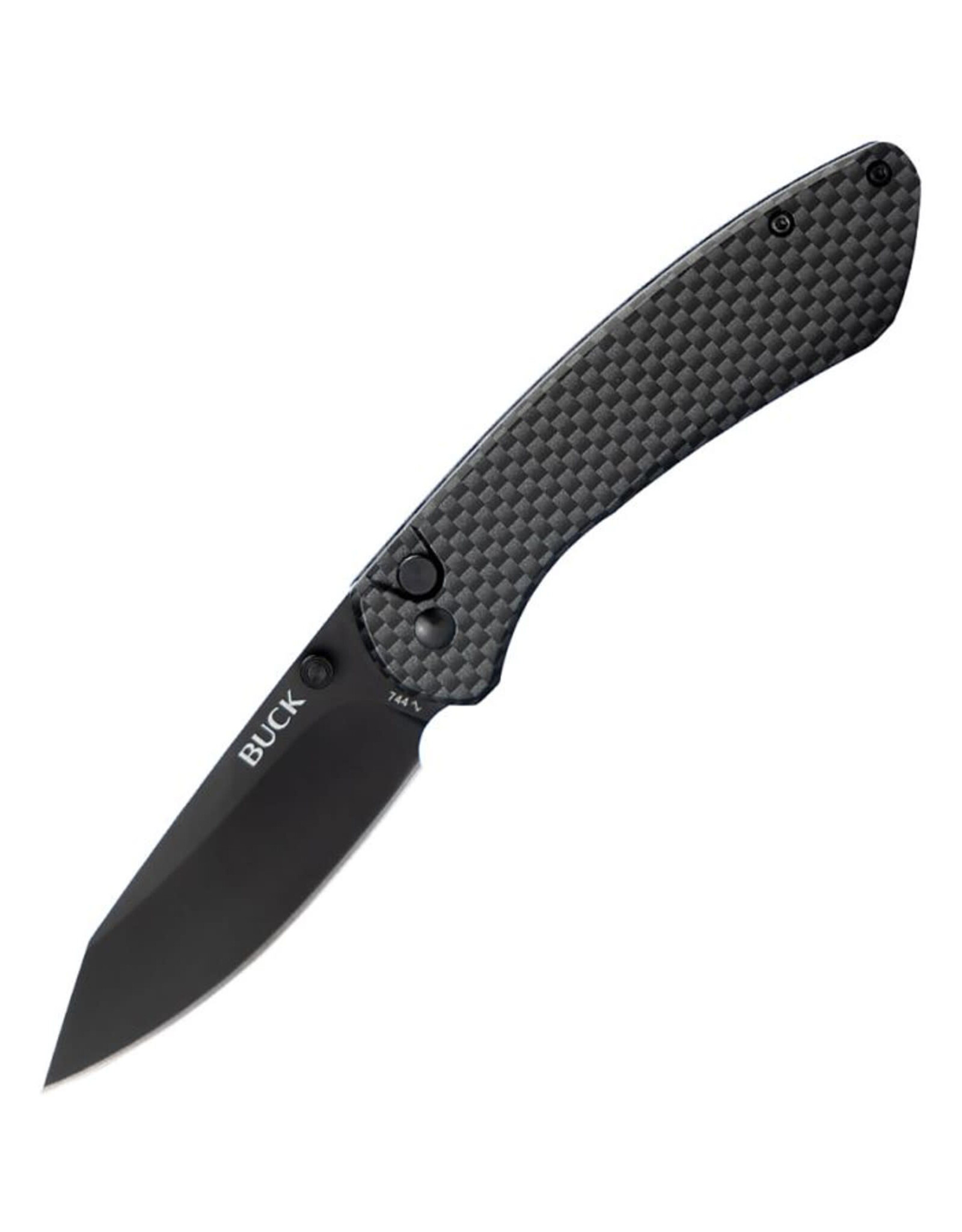 Buck Knives Buck 744 Sovereign Button Lock Folding Knife, Black Blade, Steel w/Carbon Fiber Graphic, 0744CFS