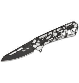 Buck Knives Buck 813 Small Trace Ops Folding Knife, Black Tanto Blade, Aluminum Black/White, 0813CMS