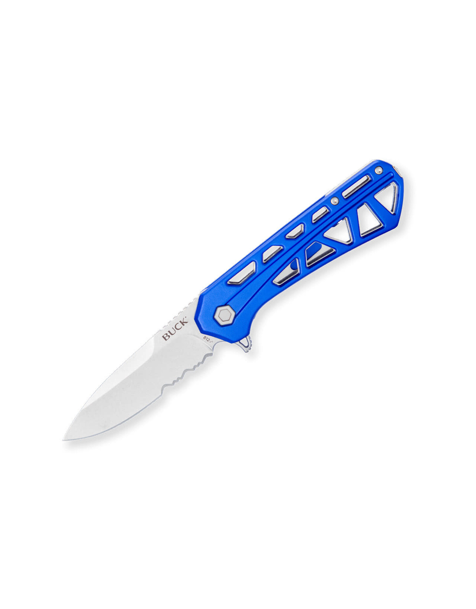 Buck Knives Buck 812 Trace Flipper Folding Knife, Partially Serrated Blade, Aluminum Blue, 0812BLX