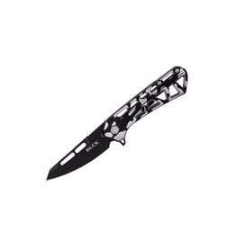 Buck Knives Buck 811 Trace Ops Flipper Folding Knife, Black Tanto Blade, Aluminum Black/White, 0811CMS