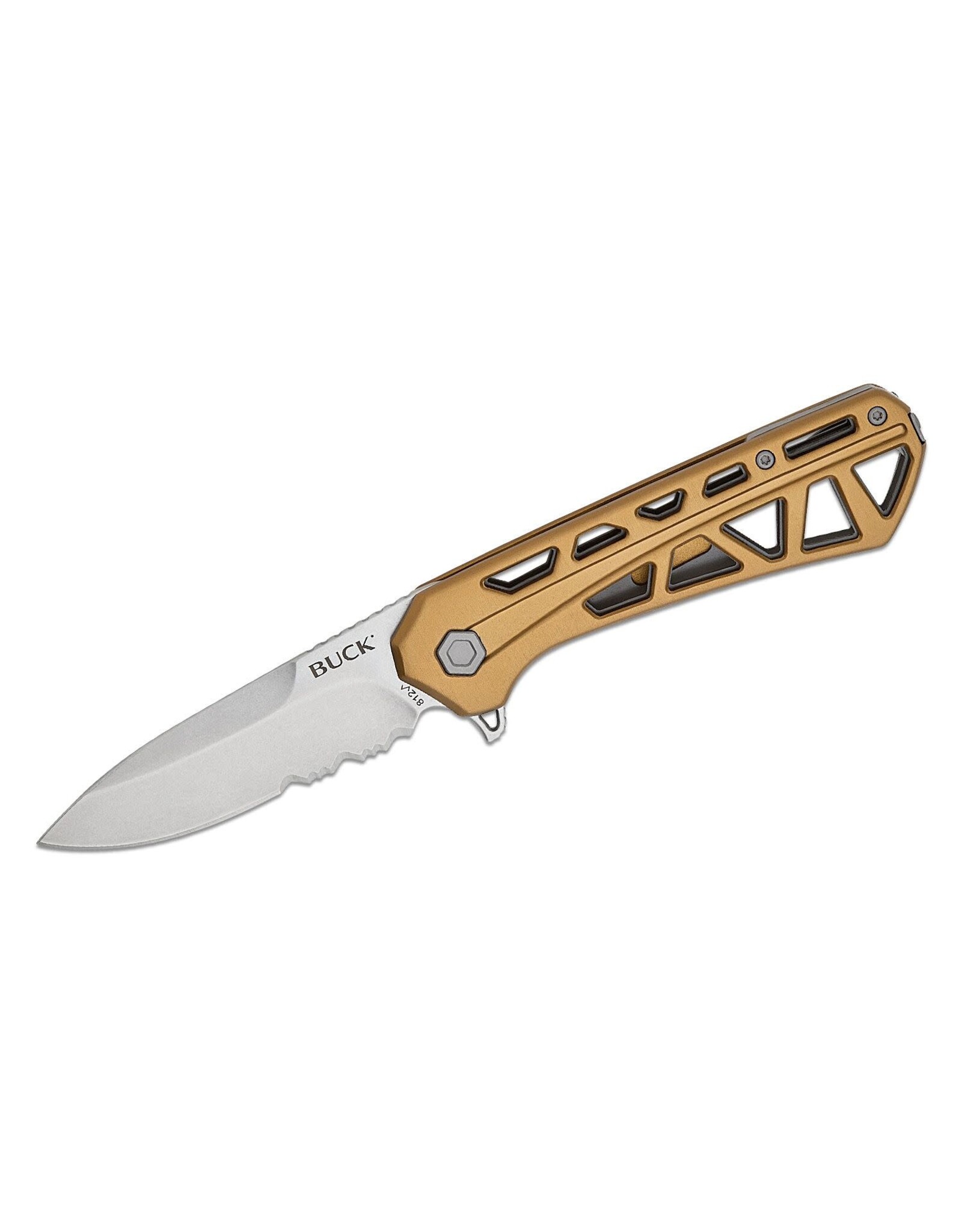 Buck Knives Buck 812 Trace Flipper Folding Knife, Partially Serrated Blade, Aluminum Bronze, 0812BRX