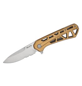 Buck Knives Buck 812 Trace Flipper Folding Knife, Partially Serrated Blade, Aluminum Bronze, 0812BRX