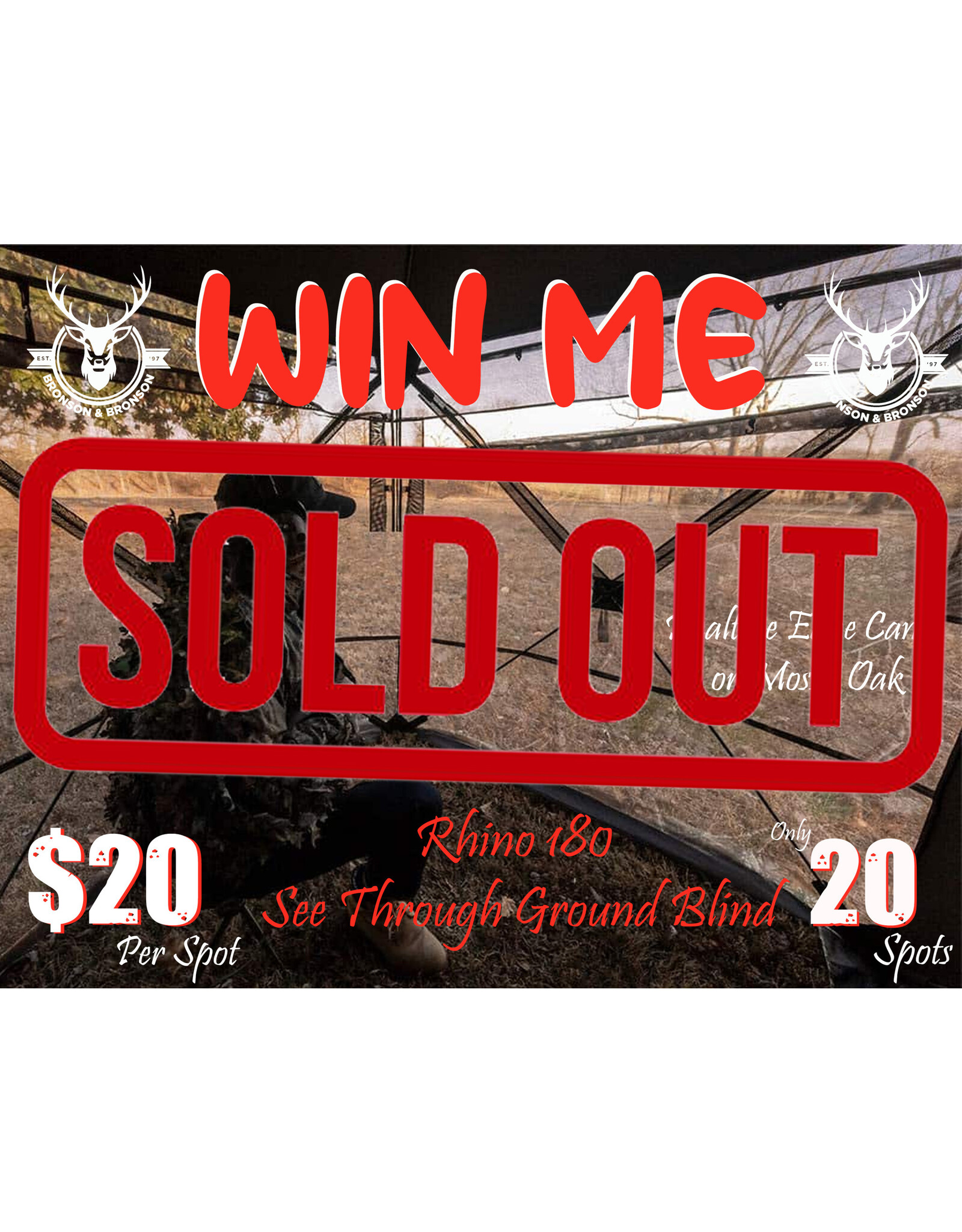 DRAW #1365 - WIN ME - Rhino 180 Ground Blind Realtree OR Mossy