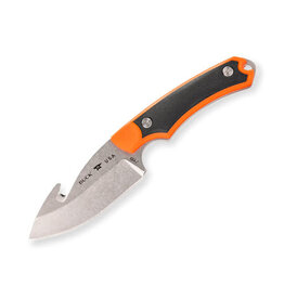 Buck Knives Buck 664 Alpha Hunter Select Fixed Blade Knife 3.75" 420HC Stonewashed Gut Hook, Orange GFN Handles with Versaflex Inserts, Polyester Sheath - 13726