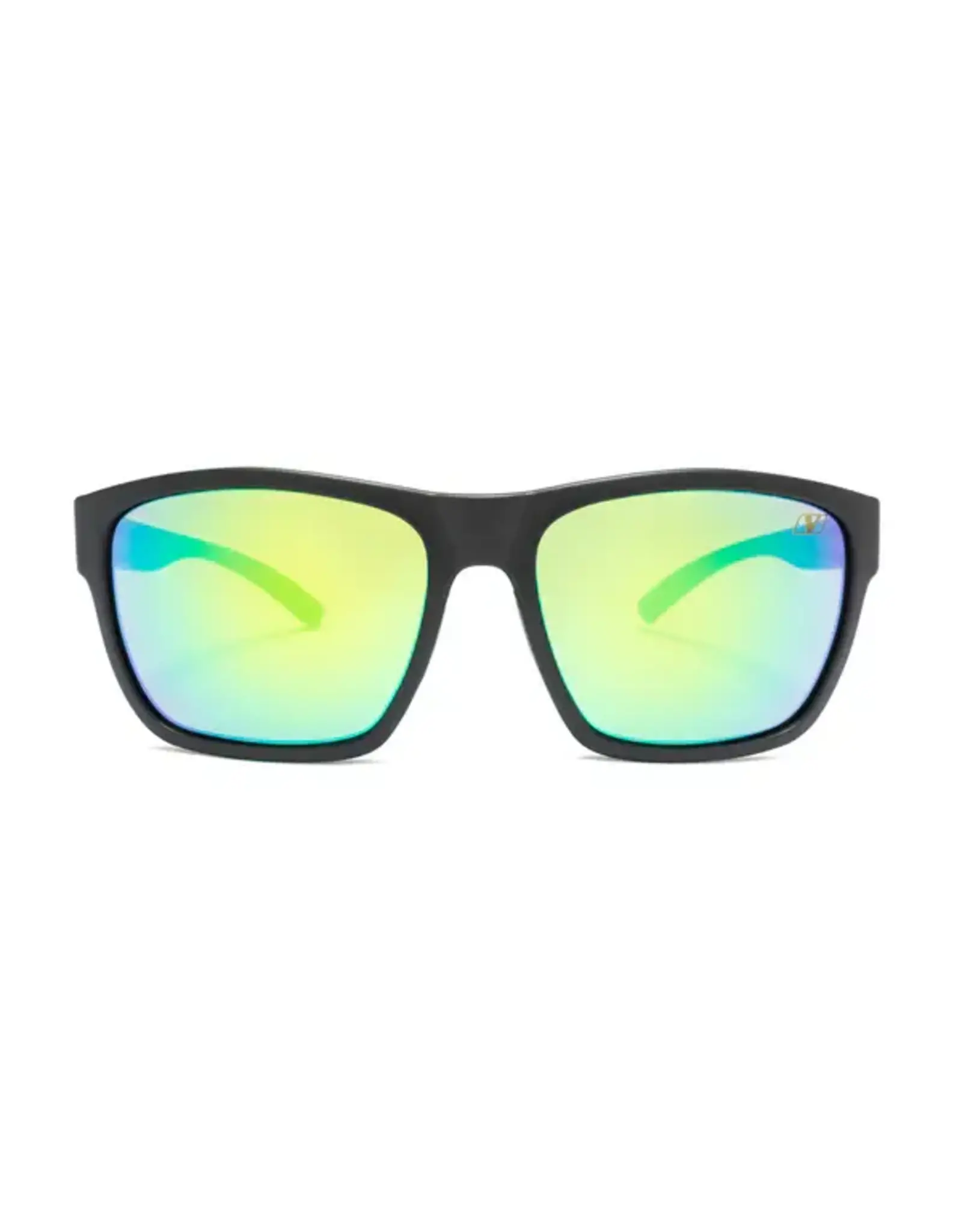 Vigor Corales Polarized Square Sunglasses Matte Black Green Revo