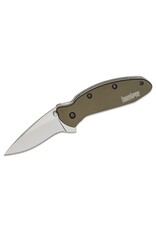 kershaw Kershaw 1620OL Ken Onion Scallion Flipper Knife 2.25" Bead Blast Plain Blade, Olive Drab Aluminum Handles, Liner Lock