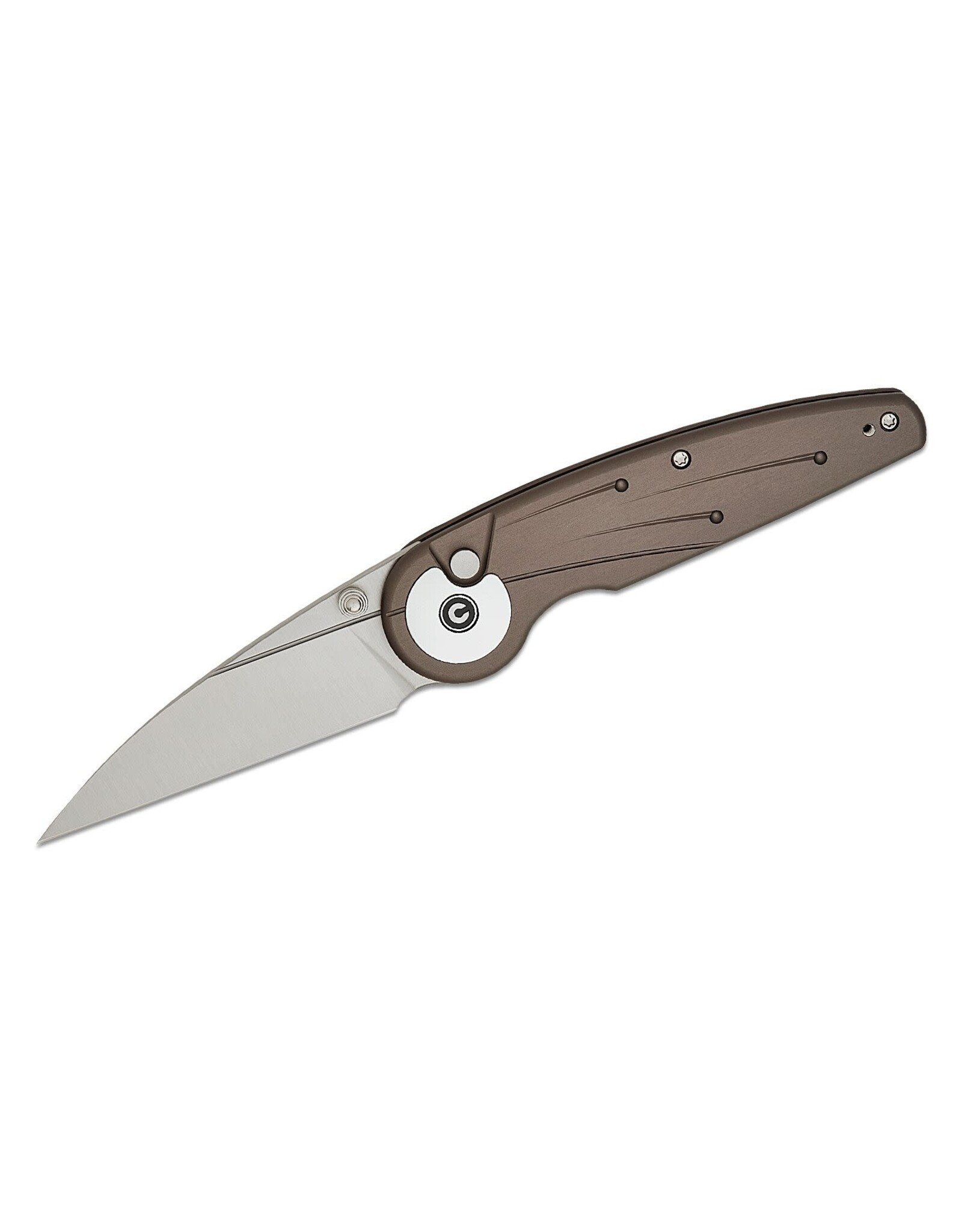 Civivi CIVIVI Knives Starflare Button Lock Folding Knife 3.3" Nitro-V Satin Wharncliffe Blade, Milled Gray Aluminum Handles - C23052-2