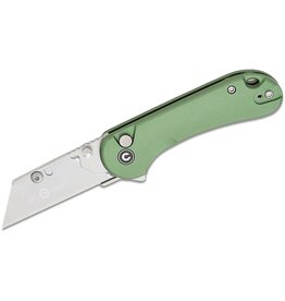 Civivi CIVIVI Knives Elementum Utility Button Lock Flipper Knife 2.26" 6Cr Replaceable Utility Blade, Green Aluminum Handles, Reversible Clip - C23039B-3