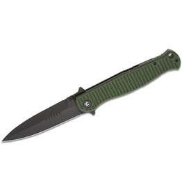 Civivi CIVIVI Knives Robert Saniscalchi RS71 Dagger Liner Lock Flipper Knife 4" Nitro-V Black Stonewashed Spear Point Blade, Green Canvas Micarta Handles - C23025-3