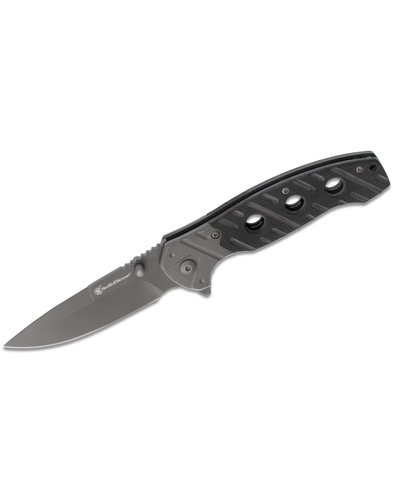 Smith & Wesson Smith & Wesson Folding Knife 3.19" Ti-Nitride Coated Drop Point, Black G10 Handles w/ Steel Bolsters, Liner Lock - 1100062