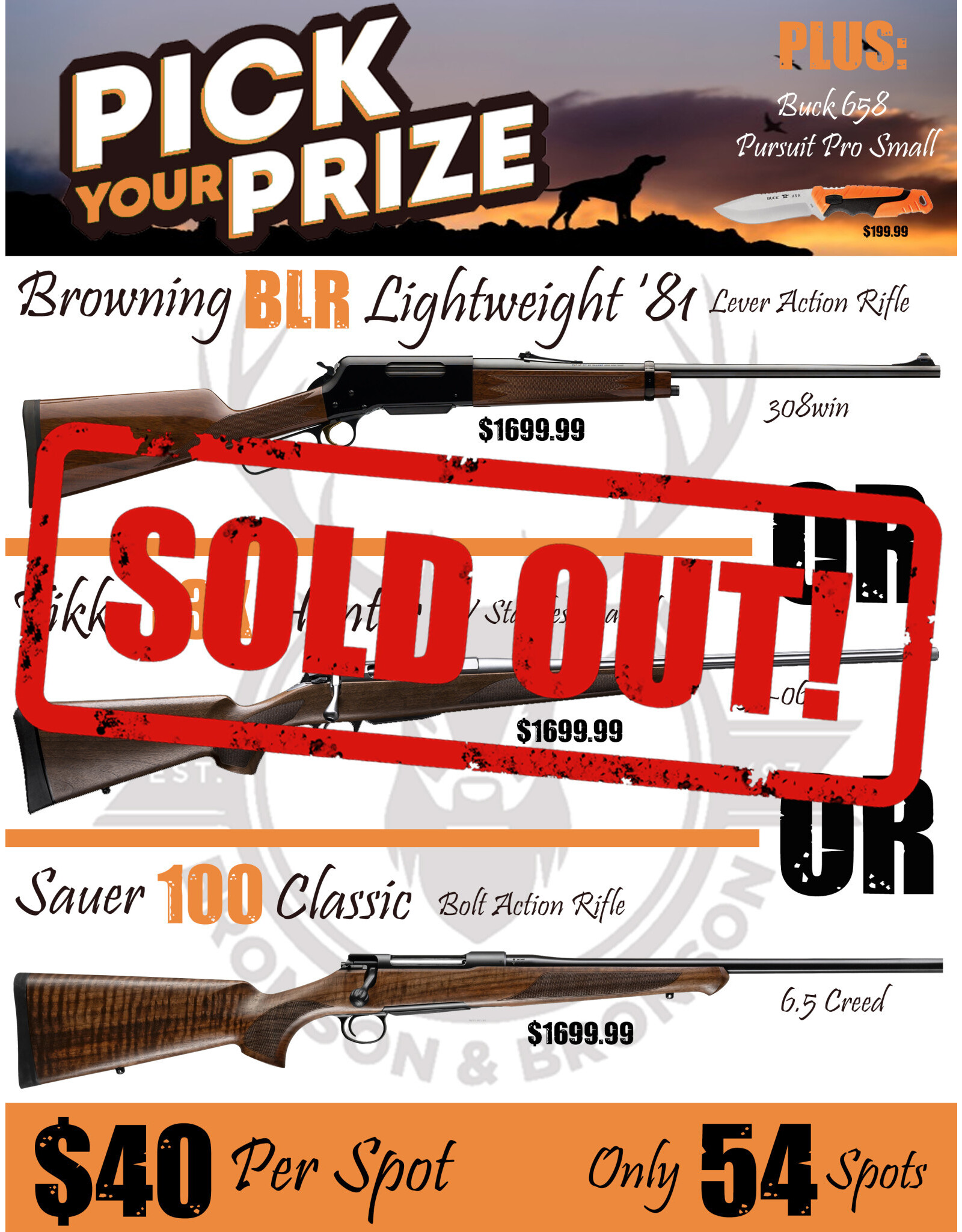 DRAW #1433 - Pick Your Prize - Browning, Tikka OR Sauer +Buck!