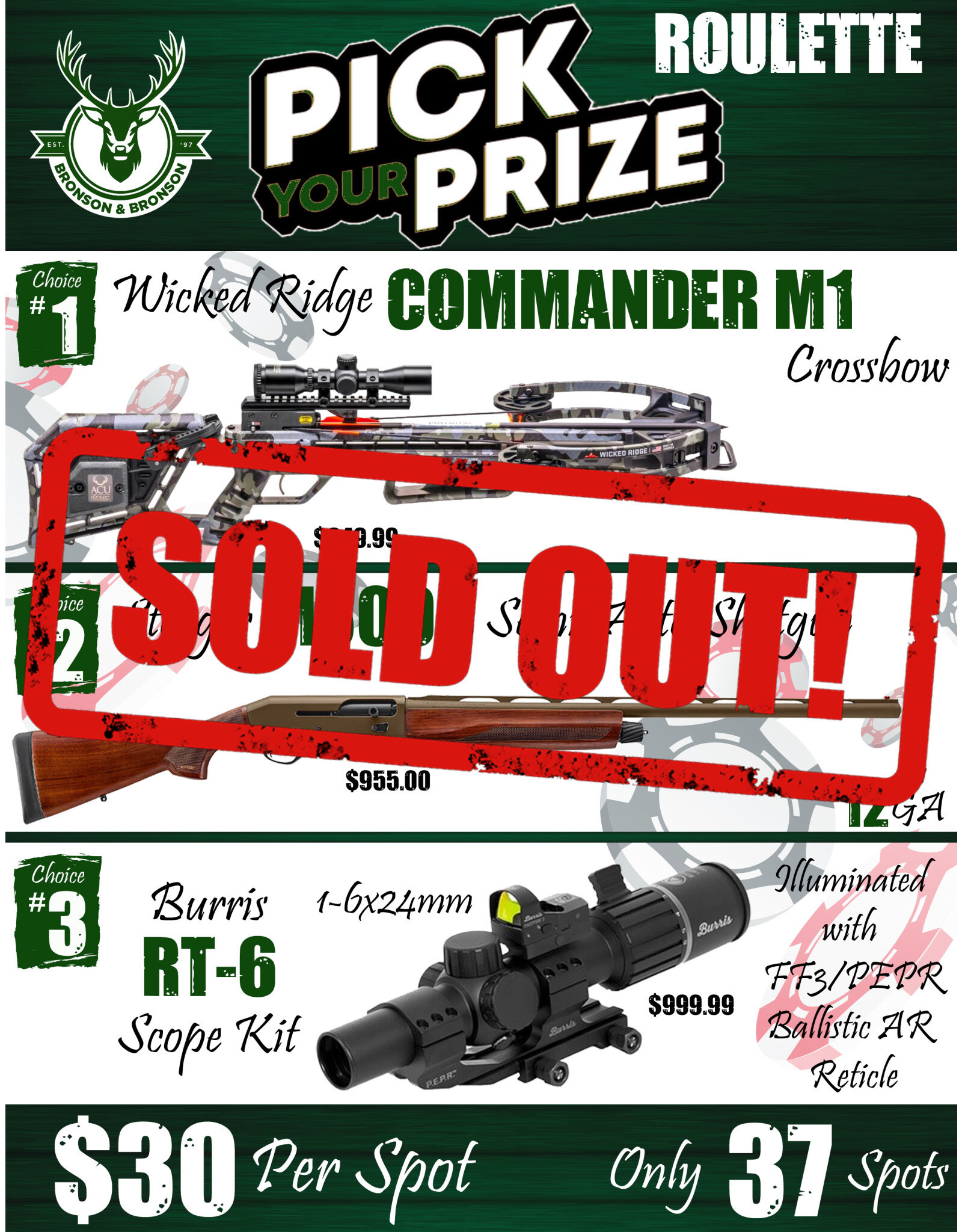 Draw #1442 - Pick your Prize - WR Crossbow, M3000, or Burris Scope