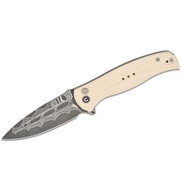 Civivi CIVIVI Knives Incindie Button Lock Flipper Knife 3.48" Damascus Spear Point Blade, Ivory G10 Handles, Reversible Clip - C23053-DS1