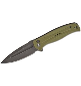 Civivi CIVIVI Knives Incindie Button Lock Flipper Knife 3.48" 14C28N Black Stonewashed Spear Point Blade, OD Green G10 Handles, Reversible Clip - C23053-2