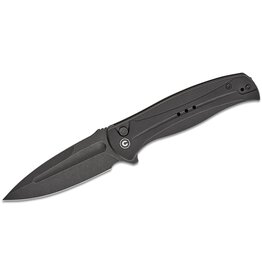Civivi CIVIVI Knives Incindie Button Lock Flipper Knife 3.48" 14C28N Black Stonewashed Spear Point Blade, Black G10 Handles, Reversible Clip - C23053-1