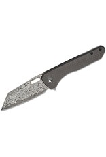 Civivi CIVIVI Knives Matthew Wehrwein Nugz Liner Lock Flipper Knife 3.17" Damascus Reverse Tanto Blade, Twill Carbon Fiber Overlays on Black G10 Handles - C23060-DS1