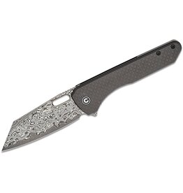 Civivi CIVIVI Knives Matthew Wehrwein Nugz Liner Lock Flipper Knife 3.17" Damascus Reverse Tanto Blade, Twill Carbon Fiber Overlays on Black G10 Handles - C23060-DS1