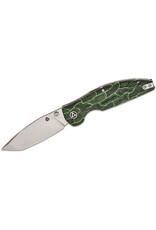 QSP QSP Knives Turtle Punk Liner Lock Folding Knife 3.5" 14C28N Stonewashed Modified Tanto Blade, 3D Milled Green G-Mascus Handles - QS158-C1