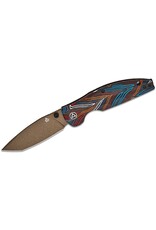 QSP QSP Knives Turtle Punk Liner Lock Folding Knife 3.5" 14C28N Champagne Modified Tanto Blade, 3D Milled Colorful G10 Handles - QS158-A2