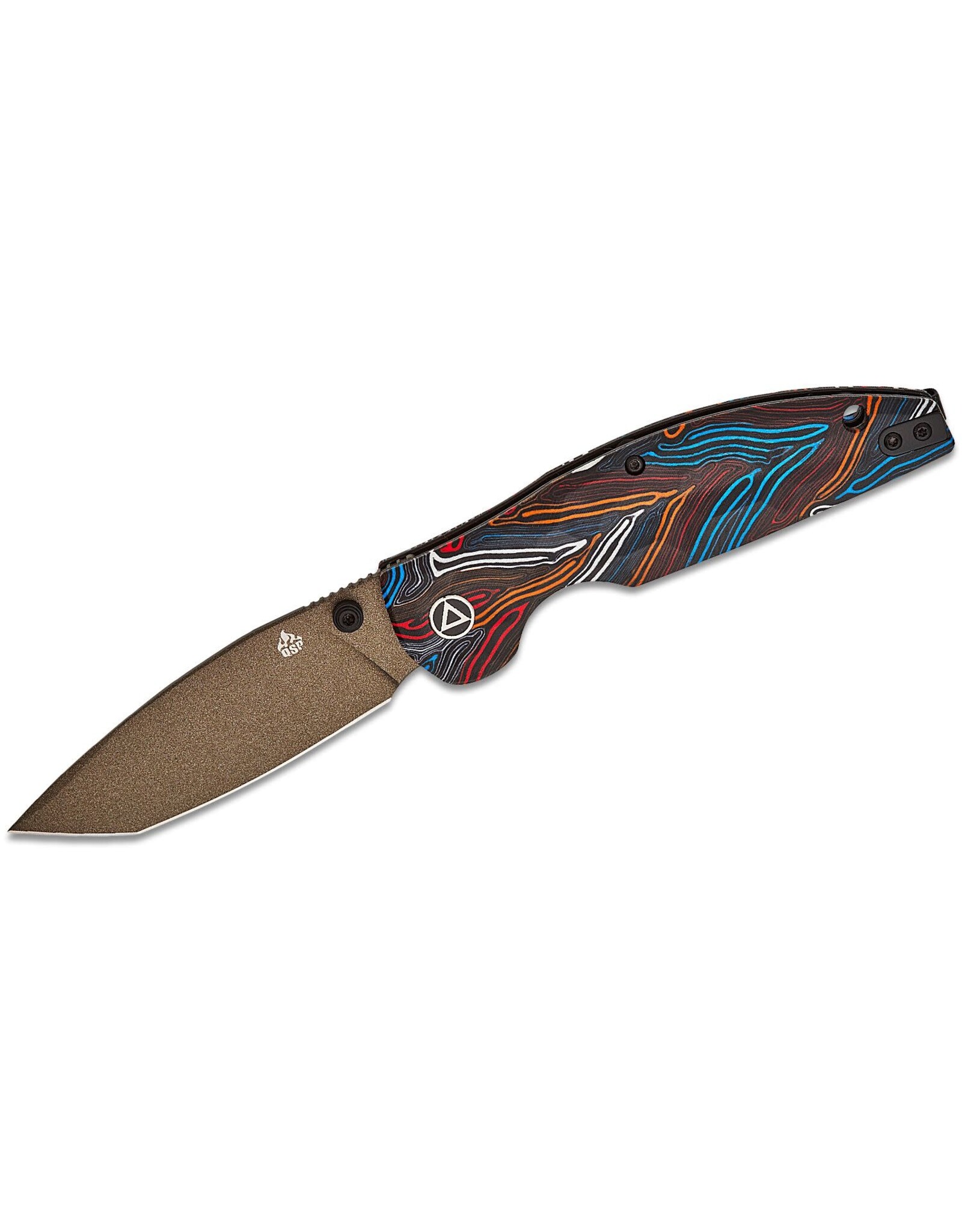 QSP QSP Knives Turtle Punk Liner Lock Folding Knife 3.5" 14C28N Champagne Modified Tanto Blade, 3D Milled Colorful G10 Handles - QS158-A2