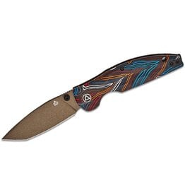 QSP QSP Knives Turtle Punk Liner Lock Folding Knife 3.5" 14C28N Champagne Modified Tanto Blade, 3D Milled Colorful G10 Handles - QS158-A2