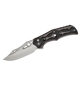 Civivi CIVIVI Knives Biophase Button Lock Flipper Knife 3.48" Nitro-V Satin Clip Point Blade, Skeletonized Gray Aluminum and Black G10 Handles, Reversible Bayonet Clip - C23083C-3
