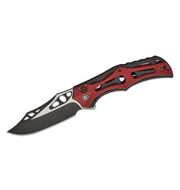 Civivi CIVIVI Knives Biophase Button Lock Flipper Knife 3.48" Nitro-V Black Stonewashed Two-Tone Clip Point Blade, Skeletonized Black Aluminum and Burgundy G10 Handles, Reversible Bayonet Clip - C23083C-1