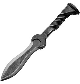 Rite Edge 9.5" Hand Forged Carbon Steel Railroad Spike Medieval Twisted Handle Dagger with Sheath, Gray